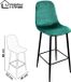 Urban Living - Barkrukken met zwart metalen frame - velvet Groen - Set van 4