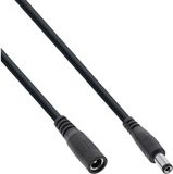 InLine DC verlengkabel | 5,5 x 2,1mm | zwart | 1 meter