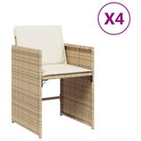 vidaXL Tuinstoelen 4 stuks met kussens Polyrattan Staal Crème Wit