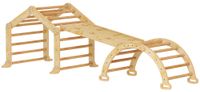 AIYAPLAY 9-in-1 Montessori Klimrek Binnen voor Kinderen 1,5-4 Jaar | Houten klimdriehoek, met glijbaan, klimboog, helling, speelplaats met schoolbord