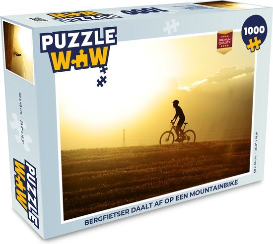 MuchoWow Puzzel Bergfietser daalt af op een mountainbike - Legpuzzel - Puzzel 1000 stukjes volwassenen - Sinterklaas cadeautjes - Sinterklaas voor grote kinderen