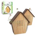 Northpoint Mini-natuurgeluidsbox, vogel, zang, vogeltjilp, met echt hout, bewegingsmelder, vogelgeluid, licht, oplaadbaar met wandhouder, set van 2