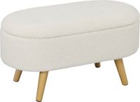 Homcom Opbergpoef Polyester, Grenenhout 82L x 41B x 45H cm Wit