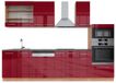 Vicco Fame-Line Unité de cuisine complète – 300 cm avec armoire haute, WB Anthracite Bordeaux laqué brillant/chêne doré