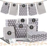 Merkloos / Sans marque Stratify Commerce Adventskalender Papiertassen Grijs - 25 Stuks met Cijfers