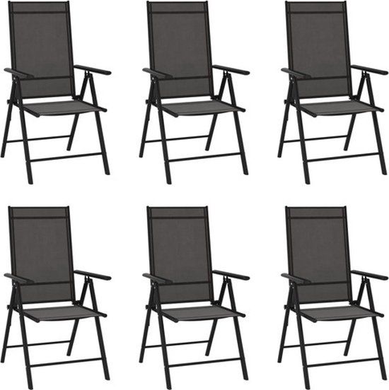 vidaXL Tuinstoelen 6 st inklapbaar textileen zwart