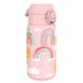 ION8 Lichtgewicht Stalen Kinderwaterfles, 400 ml/13 oz, Zonder Isolatie, Lekvrij, Makkelijk te Openen, Veilige Vergrendeling, Vaatwasserbestendig, Flipdop, Draaggreep, Duurzaam, Regenbogen