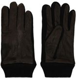 Manfield - Zwarte leren heren handschoenen - Maat 1