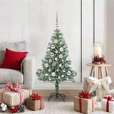 VidaXL Kunstmatige kerstboom sneeuw gevlochten met led licht 120 cm