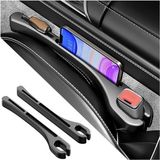 Holland Connections lot de 2 sacs de rangement pour combler l'espace entre les sièges de voiture (avec support de téléphone), accessoires de voiture essentiels sacs de rangement pour combler l'espace entre les sièges de voiture (noir)