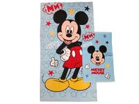 Mickey Mouse Disney badstof badhanddoeken, set van 2 badhanddoeken, gezichtshanddoek, bidethanddoek, lichtblauw, katoen, 100%, 2 stuks, officieel product