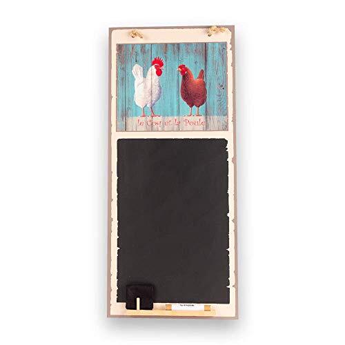 Chalkboards UK Chalkboards UK Le Coq Et La Poule hoog dun schoolbord met touw/lade en krijt, hout, zwart, 60 x 26,5 x 1 cm