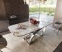 DELIFE Table à manger Edge blanc-beige Bateau céramique Minas Melange 200x100 araignée plat acier inox