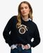 Superdry Sweatshirt en coton pour femme, broderie Crest, coupe ample, bleu marine et blanc, taille 34