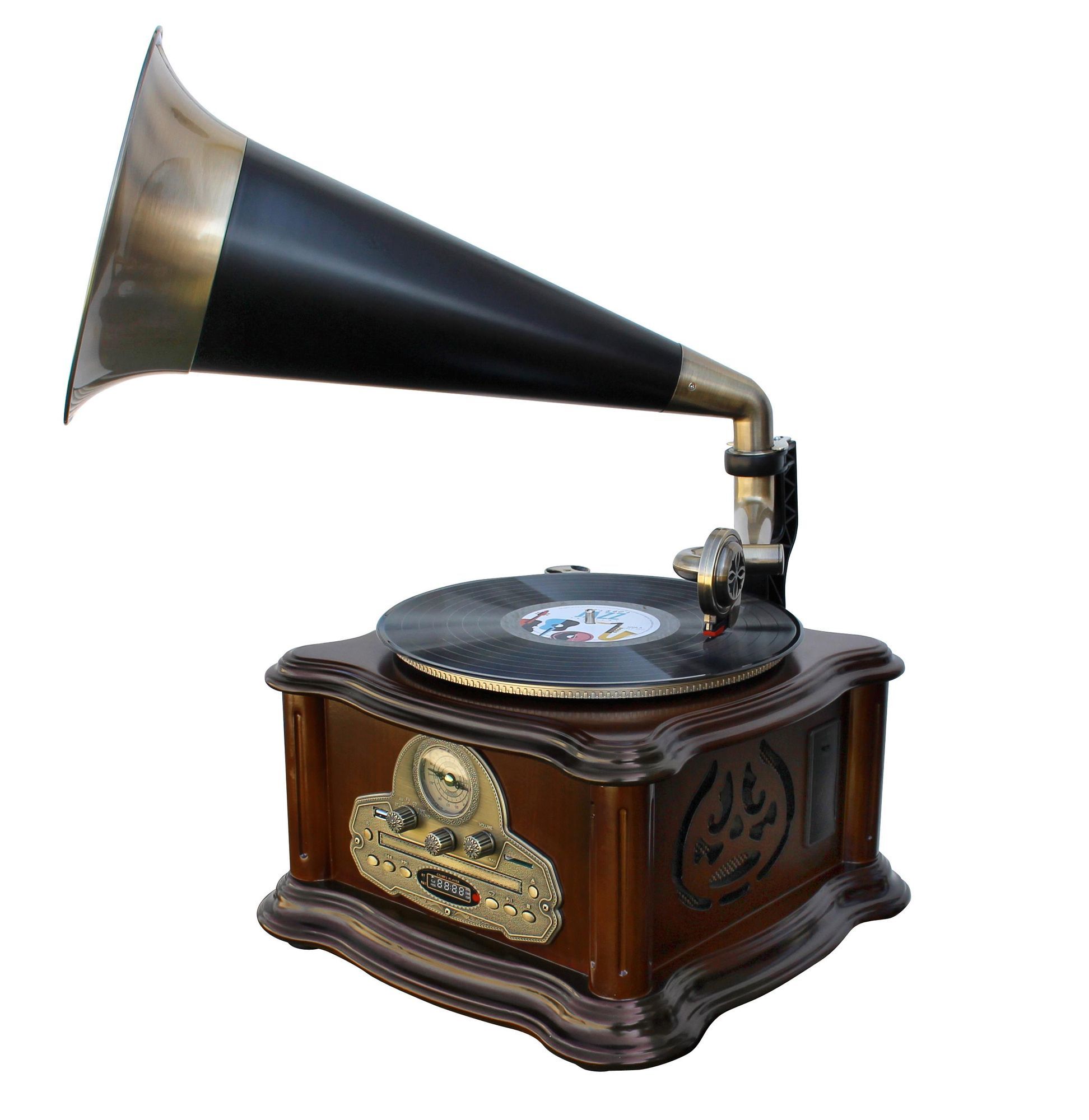 Soundmaster NR917 Nostalgisch muziekcenter met grammofoon - Zwart/Brons/Bruin