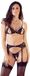 Cottelli Collection Set de 3 jarretelles avec bonnet ouvert et entrejambe ouvert - Noir - Small