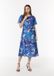 comma - Vrouwen Midi-jurk - Gebloemd - Lange mouw - V-hals - Hemelsblauw - Polyester