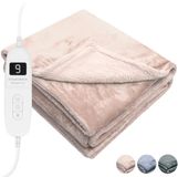 STAUS&BACH Elektrische deken 3XL - 2 persoons bovendeken - Dubbelzijdig Fleece Sherpa Warmtedeken - Champagne roze - 180x160 cm