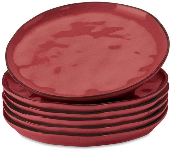 LOBERON Bord set van 6 Biarré rood