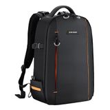 K&F Concept Fotorugzak Waterdichte cameratas Camerarugzak met laptopcompartiment voor Canon Sony Nikon Olympus SLR/DSLR-camera, lens en accessoires, licht (zwart oranje)