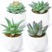 Unyqoos® Set van Vier Kleine Kunstplanten in Vitrocéramique Pot