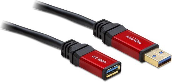 Delock USB 3.0 Verlengkabel - 5 meter - Zwart
