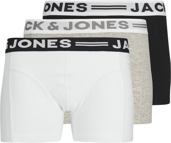 JACK&JONES JUNIOR SENSE 3 Pack Boxershorts - Boys - Size 164 - White/Grey/Black