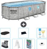 Bestway Ovaal Power Steel Swim Vista Zwembad - Steenprint - 549 x 274 x 122