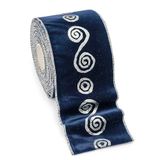Mopec SW114 fluwelen lint, blauw, bedrukt, bedraad, 100 mm x 10 m
