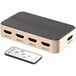 5-poorts HDMI-stekker, H-DC-aansluiting, geoptimaliseerde transmissieprestaties, zwarte en gouden afwerking, ideaal voor thuisbioscoop