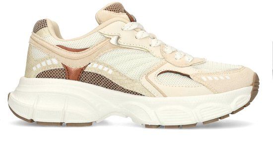 Sacha - Dames - Witte sneakers met beige details - Maat 40
