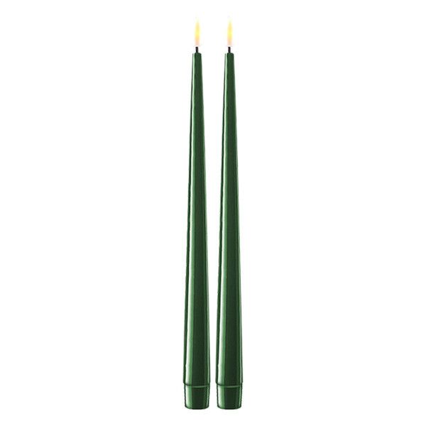 LED Dinner Candle 28 cm - Dark Green - 2-Pack - Deluxe HomeArt
