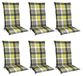 Beautissu Sunny GR Set van 6 Tuinkussens Hoge Rug 120x50 cm Geel geruit