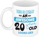 Bellatio Decorations Mok 20 jaar - blauw - grappige tekst - 300 ml - keramiek
