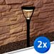 RexTech Solar tuinlamp prikspot 'Birdie' - Set van 2 - 45 cm hoog - Warm wit (3000K) - IP44 - Met schemersensor - Zwart