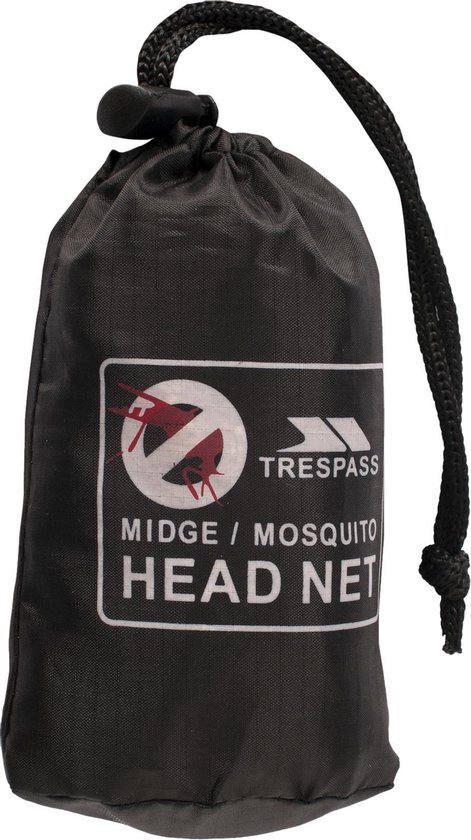 Trespass Midge Head Net, zwart, ultrafijn muggennet, zwart