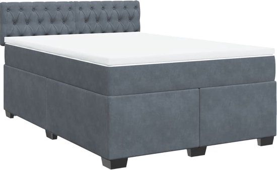 vidaXL Boxspring met matras fluweel donkergrijs 160x200 cm