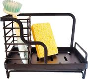Merkloos Spoelorganizer – gootsteenorganizer incl. spons en borstel, praktische opberghulp voor keuken- en spoelorganisatie met afdruipbak, zwart