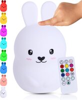 Kadoing Kadoing® Konijn Nachtlamp (L) - Met TAP-ON & Afstandsbediening - LED Lamp Oplaadbaar - Tafellamp - Baby - Kinderen - Babyshower - Babykamer - Kinderkamer – Slaapkamer - Kerst Cadeau - Kerstcadeautjes