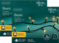 Lumineo Guirlande lumineuse - 2x - 360 leds - blanc chaud classique - 2700 cm - fil noir - minuterie et variateur