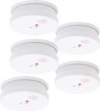 Wiltec 5 rookmelders met 9V-batterij, lange levensduur, alarmvolume 85dB, draadloze brandmelders, conform DIN EN 14604