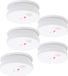 Wiltec 5 rookmelders met 9V-batterij, lange levensduur, alarmvolume 85dB, draadloze brandmelders, conform DIN EN 14604
