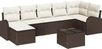 vidaXL Banc de jardin - Set - 8 - pièces - Marron - Polyrotin