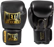 Metal Boxe Leren bokshandschoenen thai series zwart/goud 14 oz