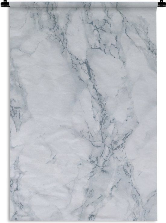 1001Tapestries Wandkleed - Marmer Patroon - Gijs - Wit - 90x135 cm - 1001Tapestries