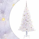 vidaXL Kunstkerstboom met 150 LED, Wit, 150 cm, PVC en Staal