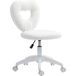 Fauteuil de bureau rembourré à dossier cœur et roulettes, en velours teddy et plastique, 45x56x78-88 cm, blanc