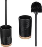 KADAX Toiletborstel met houder, toiletborstelset, toiletborstelset met handvat en houder, toiletborstel met borstelhouder, toiletset zonder boren (rond, zwart)