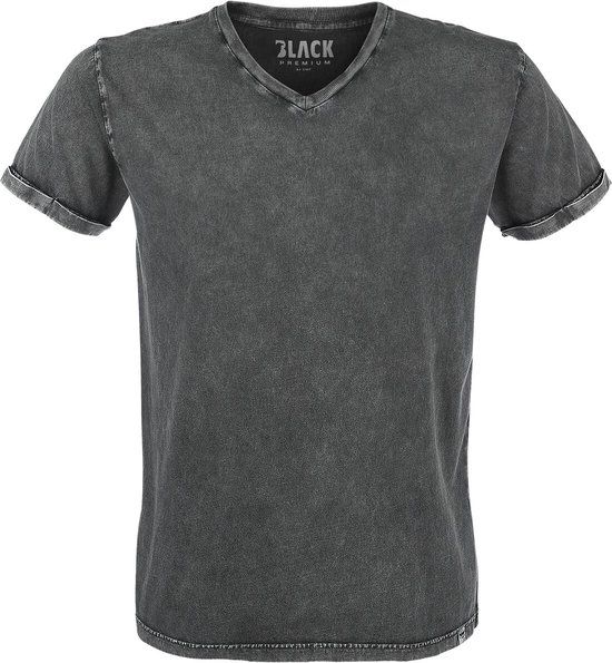 Black Premium by EMP grijs vintage T-shirt met V-hals - Heren - 7XL