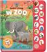 Slucham Wydawnictwo Aksjomat Sp. z o.o. Slucham i poznaję W zoo Książeczka z dźwiękami